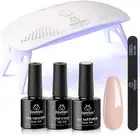 Nude Gel Nail Polish Kit with UV LED Light and Base Gel Top Coat Starter Kit, So