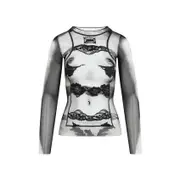 [Jean Paul Gaultier] Jean Paul Gaultier-Black "Body Lace Mariniere" Top-Donna XS STAND