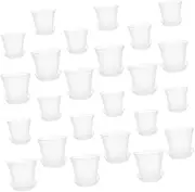 TOBBOMEY 24pcs Transparent Seedling Pots with Drainage for Succulents Flowers for Root Control Breathing and Outdoor Plant Growth