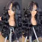 Curtain Bangs wig Body Wave Human Hair wig 13x6/4 Transparent Lace Frontal Wig