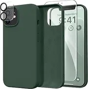 [GONEZ] Magnetic Silicone for iPhone 12 Case and iPhone 12 Pro Case, [Compatible with MagSafe][1X Camera Protector + Screen Protector], Microfiber Lining Shockproof Phone Cover 6.1", Army Green