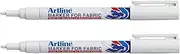 Artline White Permanent Fabric Markers pen for clothing (2 Markers)