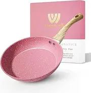Frying Pan Nonstick, 28 CM Pink Egg Pan, Non Stick Fry Pan 100% PTFE PFOA-Free Omelet Pan, Toxin-Free Skillets Stone Cookware, Anti-Warp Base with All Stove Tops Available, Induction Compatible