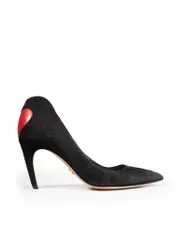 Black Suede Heart Detail Pumps