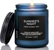 [M&SENSE] Summer's Night Candle, Large 2 Wick Soy Candle, 6.0oz Up to 40 Hours Burn time, Natural Scented Candle for Home, Manly Candles in Glass Jar for Bedroom