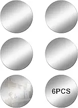 DRERIO 6Pcs Mirror Tiles Self Adhesive Acrylic Mirror HD Round Sticky Mirror Large Plastic Frameless Mirror 20 cm Acrylic Mirror Tiles Unbreakable Mirror Circle Wall Adhesive Mirror for Home,Decor