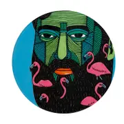 Maxwell & Williams Mulga The Artist 10.5cm Round Ceramic Coaster - Flamingo Man