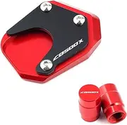 JININGLEZX Tire Valve Compatible with CB500X CB 500X CB500 X 2013-2023 2022 2021 Motorcycle Kickstand Foot Side Stand Enlarge Extension Plate Pad(A Set-Red)