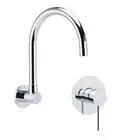 KYLINS Chrome Round Swivel Gooseneck Faucet Wall Bathtub Spout Water Outlet Tap