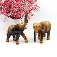 在飛比找樂天市場購物網優惠-泰國進口純手工實木金箔大象桌面擺件東南亞家裝飾品吉象招財小象