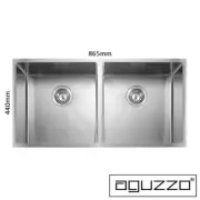 Stainless Steel Kitchen Sink - 865mm Double Bowl - Undermount Topmount