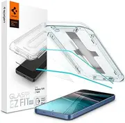 [Spigen] EZ Fit for Samsung Galaxy S24 / Galaxy S25 Screen Protector, Easy Application Auto Alignment Technology Installation Tray, Oleophobic Coating 9H Tempered Slim Glass [2-Pack] - Clear
