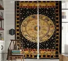 Indian Yellow Zodiac Mandala Curtain Set Window Drapes Panel Tapestry Room Decor