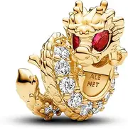 [PANDORA] 14k Gold-Plated Chinese Year of the Dragon Charm, Standard, Metal, No Gemstone