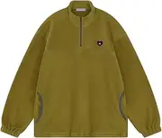 Aelfric Eden Herren Pullover Oversize Sweatshirt Half Zip Fleecepullover Sport Arbeitspullover Basic Polar Fleecejacke ohne Kapuze