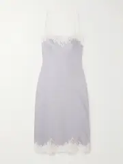 [Stella McCartney] Stella McCartney - Lace-trimmed Satin-crepe Dress - Purple - IT46 IT 46 Purple