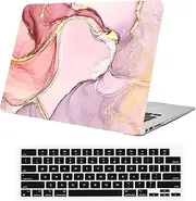 Funut Compatible with MacBook Pro 14 inch Case 2021 2022 Release A2442 M1 Pro/Max chip & Touch ID, MacBook 14 Inch Case Plastic Hard Shell Case Cover & Keyboard Cover for Mac Pro 14'', Marble Red