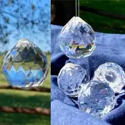 4 Faceted Crystal Balls Hanging Chandelier Replacement Suncatcher Prism Glass
