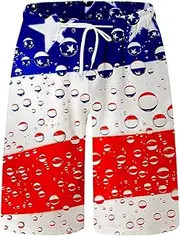 [Generic] Mens Spring Summer Casual Shorts Pants Printed Sports Beach Pants with Pockets Flag Swimsuit