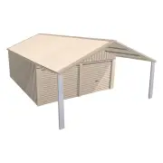 Stratco Domestic Gable Roof Shed Double Garaport 5.45 x 12.3 x 2.4m Gable End Roller Doo Primrose
