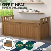 ALFORDSON Outdoor Storage Box Wooden Garden Bench Chest Tool Sheds L XL Storage Bench - XL Size(Natural)