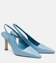 [Manolo Blahnik] Manolo Blahnik Moirasli leather slingback pumps EU 36 blue