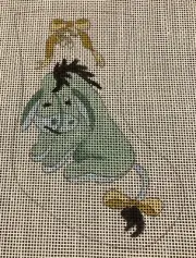 Vintage Deux Amis Eeyore Needlepoint Canvas Christmas Mini Stocking Pooh Donkey