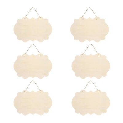 Unfinished Wood Sign, 6Pcs Blank Hanging Wooden Plaque DIY Craft Board, Style 4