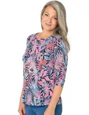 [Fella Hamilton] Adalia 3/4 Sleeve Tee in Navy Multi