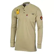 NEW Proactive FR Flame Resistant Henley Shirt SHIPS TODAY (MEDIUM) KHAKI TAN