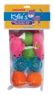 Chomper IDC10064 Plush/Rubber Large Mouse & Ball Cat Pet Toy