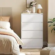 [VASAGLE] 4-Drawer Dresser for Bedroom, Chest of Drawers, Storage Tower Unit, for Closet, Living Room, Entryway, Modern Minimalist Style, 15.7 x 23.6 x 38.3 Inches, Snow White ULTS614W01
