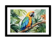 Parrot Leaf Wood Framed print Art Poster