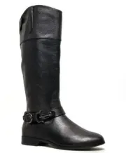 Dolce Vita Women's Channy Tall Flat Leather Riding Boots Black Size 7.5