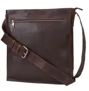 Austin Oily Washed Brown Leather Messenger Bag for Men