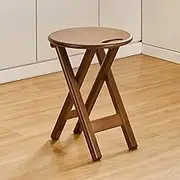 Bamboo Folding High Stool, Kitchen Chair Folding Chair, Foldable Round Counter Bar Stools for Outdoor Camping Kitchen Shop Cafe(43cm/17in)