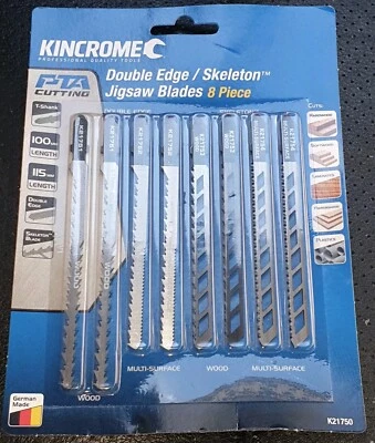 New Kincrome PTA 8 Piece Double Edge Skeleton Jigsaw Blades Durable Parallel-Cut