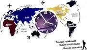 GOOHOCHY 1set Colorful Acrylic Wall Clock World Map Design Silent Hanging Clock for Home Decor for Living Room Kitchen Bedroom Office and More Unique Wall Art Timepiece
