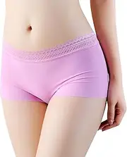 [Franterd] Seamless Underwear for Women No Show Ice Silk Boyshorts Breathable Hipster Panties Soft Breathable Boxer Briefs