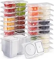 SBERAY Reusable Snack Pack Containers, 40 Sets Double Snack Containers with 2 Compartments, Food Container Box for Meal Prep, Salad Dressing, Dipping Sauce, Sampling, Travel Snacks