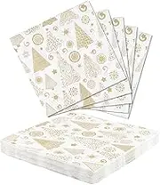 Yiran 20pcs Christmas Napkins - 33x33cm Gold Christmas Tree Cocktail Dinner Soft Paper Serviettes Disposable Party Tableware for Eva Party Decorations