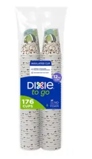 Dixie To Go Insulated Paper Cups 12oz 176 Ct Disposable Hot Drink Coffee Cups