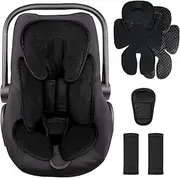 2 in 1 Infant Car Seat Insert Head and Body Support Set, Reversible Newborn Insert for Carseat with 3 Extra Strap Pads, Soft Stroller Cushion Pillow Insert Boys Girls, Fits for Stroller, Swing, Black