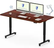 FLEXISPOT E6 Dual Motor 3 Stages Standing Desk 150x75 cm Whole-Piece Board Height Adjustable Desk Electric Stand Up Desk Sit Stand Desk(Black Frame + Mahogany Desktop)