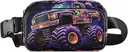 [XYMZR] Purple Monster Truck Blue Fanny Pack Hip Bag Belt Bag for Women Man Fashion Waist Pack Water-repellent Crossbody Bag for Halloween Costumes Running Hiking Jogging Travel Sport, Multi-colored