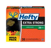 Hefty E87038 Black Plastic 39 gal. Capacity Drawstring Trash Bags (Pack of 3)