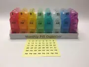 Monthly Pill Organizer - 32 Large Compartments - AM/PM