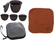 FUNNETOYU 1 Set Portable Travel Tea Set Teapot with Cups for Outdoor Camping Hiking Travel Elegant Design for Tea Coffee Brewing Compact Lightweight