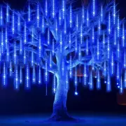 Christmas Outdoor Icicle Lights Waterproof 16 Inch Meteor Shower Rain 20 Tube