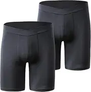 [Ouruikia] Men’s Underwear Boxer Briefs Micro-Stretch Log Leg Boxers Plus-Size Boxer Briefs with Comfortable Cross Waistband